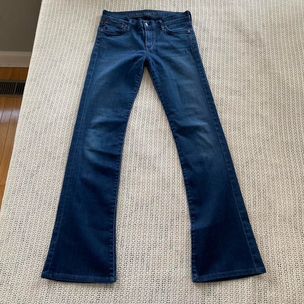 Citizens of Humanity Dark Wash Blue Denim Low Rise Flare Jeans Sz 28